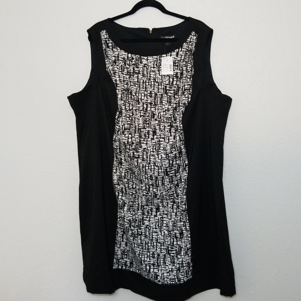 Lane Bryant 28W Black White Pattern Sheath Dress